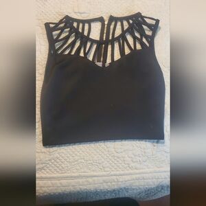 Black Strappy Knit Crop Top S